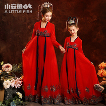 Han clothing mother and daughter Tang dress Chinese style Chinese style Chinese style wind long sleeved autumn dress
