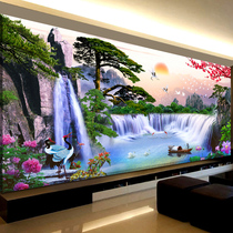 Mona Lisa 2021 new line embroidered cross embroidered water raw and treasure basin living room with great welcome and pine landscape painting