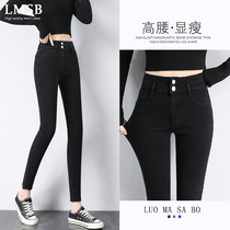 Black Jeans Woman Summer Thin 2022 New spring autumn dress High waist Supper body Tight Pencil Small Feet Pants