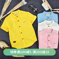 2020 summer thin boys shirt short-sleeved childrens shirt Tide baby Western style pure cotton Korean version of the big childrens top