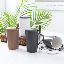 Nordic ceramic cup with lid spoon creative trend Cup mens Tea Cup office drinking cup female student mug