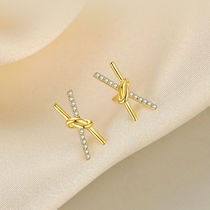 (ear silver) Winy simple butterfly ear nail gold inlaid drilling light lavish minimalist with superior temperament high level