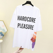 Europe station 2022 Summer new letter printed T-shirt woman white loose in Korean version Short sleeves Inn trend