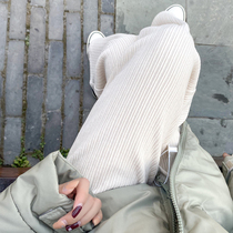 White Pants Children Autumn Winter Plus Suede Loose Straight Cylinder Outwear High Waist Light Core Suede Broadlegged Pants Woman Thickened Western Dress Pants