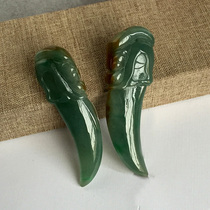 A cargo emerald faucet crescent moons jade pendant pendant pendant water and fine sculpted dragon tooth jade pendant male and female Yupei