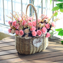 Handmade Straw flower basket wicker home decoration creative rattan flower arrangement ornaments multi-meat flower pot