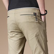 Casual pants mens 2022 autumn new cotton khaki youth elastic long pants business slim Korean mens pants