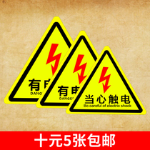 Fire Signage Lightning Signs Caution With Electric Hazard High Pressure Warning Sticker Triangle Large Workshop Experience Factory Power Safety Identification Card Distribution Box Electric Safety Sticker Beware Of Electrocution Sign