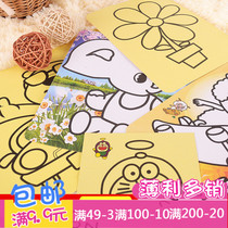 Childrens sand painting set gift baby boys and girls hand paste painting color sand DIY educational toy sand painting gift