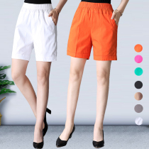 Mom summer thin cotton five-point shorts high waist loose old womens pants Cotton large size middle-aged womens pants