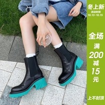 Small P good shop 2021B New Street high heel short boots comfortable middle heel leather Martin boots smoke tube boots