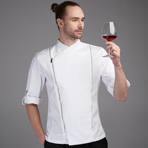 Hotel kitchen overalls men long sleeves breathable white chef clothes high-end custom Western restaurant chef clothes autumn and winter