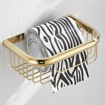 Light luxury full copper tissue basket Nordic golden paper basket toilet tissue holder wipe hand drawing carton free of punching