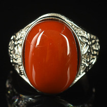 11 30g ring exquisite southern red agate S925 inlaid ring adjustable
