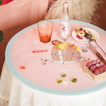 American round table waterproof and oil-proof PVC soft glass coffee table pad Pet cat tablecloth placemat custom
