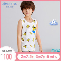 Class A new product Adoring children 2-year-old boys Spongebob can wear bottoming tops vest home clothes in summer