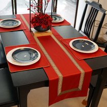  Table flag New Chinese style red Modern simple light luxury high-end tea table Dining table coffee table fabric TV cabinet Wedding tablecloth