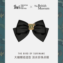 shes British Museum co-name flower and bird collection series retro relief bird stamp bow hairclip cross clip