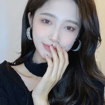 Fall winter retro Joker thousand bird leather earrings women Europe and the United States new exaggerated luxury high-grade ear ring ear accessories