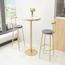 Nordic marble round bar table and chair Fashion leisure home cafe milk tea shop table and chair High stool