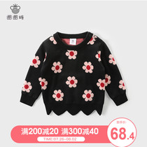 Circle sugar Girls sweater Childrens knitwear Spring and autumn Western style top Baby base shirt Infant childrens line shirt