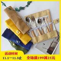 Tableware storage bag straws bag canvas bag portable storage bag spoon Fork chopsticks straw storage bag