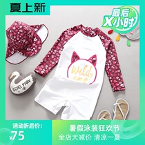 South Korea ins burst girl baby kitten shape swimsuit one-piece little virgin baby sunscreen surf suit set