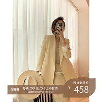 lowey soft milk yellow suit yolk nbutter long suit jacket high-grade autumn