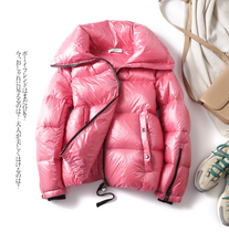 Export high quality fluffy thick thick down jacket white duck down short big lapel pocket bread jacket