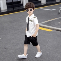 Kids suit boys summer handsome summer style medium and big children fashion 2022 new Korean version thin two-piece dress