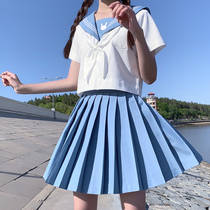 Spot original Orthodox JK uniform pleated skirt set a full set of summer White three students short-sleeved Sailor uniforms basic