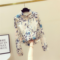 South Korea Printed Snowspinning Shirt Woman Design Sensation 2020 Spring new Temperament Fashion Blouse Foreign Air Lining