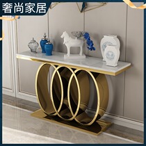 Le Tian Italian light luxury porch table living room decoration porch marble golden porch cabinet Nordic rock board entrance