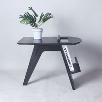 ins living room net red black magazine rack Nordic minimalist log color coffee table medieval square sofa side