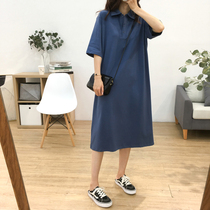 Long plus size dress women 2020 Summer new small man loose slim casual versatile waist long skirt
