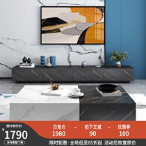Italian imported rock panel TV cabinet Coffee table combination Light luxury modern minimalist furniture Marble long floor wall cabinet