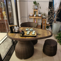 Tea Table Chair Composition New Chinese Style Balcony Living Room Home Small Tea Terrace Utilita Tea Several Small Outdoor Tea Tea Table