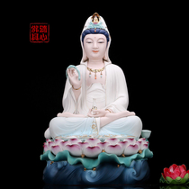 Yuantong Buddha with Western three sacred pottery porcelain Buddha statue sitting in Guanyin for home security Guanyin Bodhisattva
