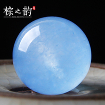 Natural blue chalcedony scattered beads semi-finished DIY jewelry accessories hand-woven material single beaded round beads