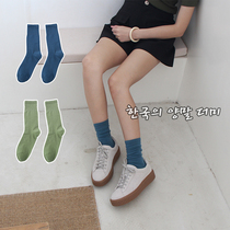 Spring and summer high quality Han edition in red pile socks female base pure color medium colour cotton socks 15 color