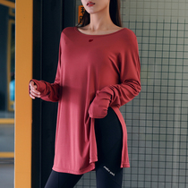 Fitness Girl Long Version Loose Sports Hood Sweatshirt Running Training Blouse Speed Dry Elastic T-Shirt Yoga Long Sleeve Tide