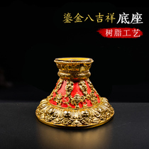 Resin hand-operated prayer wheel base sutra tube eight auspicious base Tibetan Buddha with large diameter aperture 4cm gold