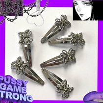 Silver diamond-studded butterfly BB hairclip exaggeration trampoline day feeling soil cool girl hair accessories 6