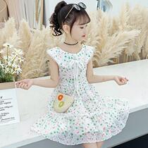 Girl dress summer dress 2021 New Korean version of childrens dress summer dress children childrens baby Foreign style chiffon princess dress
