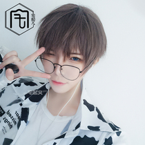 Wig mens fluffy natural short hair boys Korean version of handsome short hair realistic short straight hair mens fake head case