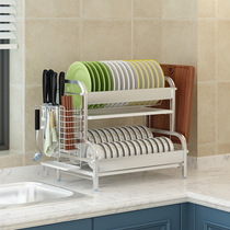 Bowl rack Sink drain rack 304 stainless steel 2-layer drying chopsticks dishes and dishes supplies storage box Kitchen shelf