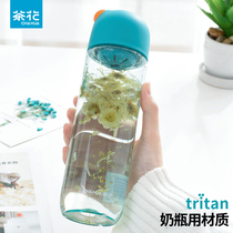 Tea Flower Tritan Water Glasses Woman Cute Sports Summer Kettle Water Bottle Portable Plastic Summer Children Small Cups