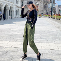 Long pants women 2022 spring new bunches of leggings pants loose bf pants harens high waist display slim casual pants