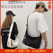 Grid Inclined Satchel Bag Men 2022 New Ins Day Department Brief Student Couple Shoulder Bag Original Sleeping Street Tooling Bag
