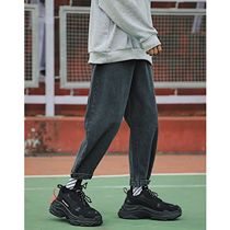 Summer Harbor Wind Jeans Mens Fashion 100 lapped Korean version Loose Old Daddy Pants Pendant with wide leg straight 90% pants